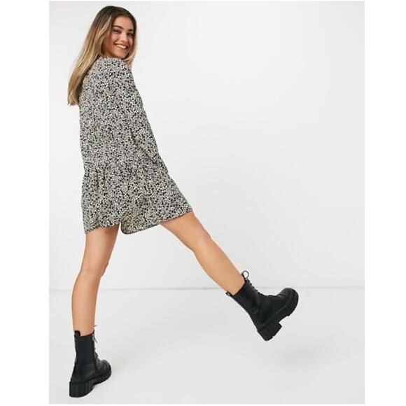 ASOS Leopard Long Sleeve Tiered Smock Mini Dress - Picture 5 of 7